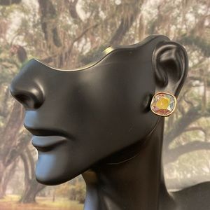 Style & Co Mystic Colored Stone and Hammered Goldtone 2-Piece Stud Set